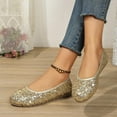 thumbnail image 5 of Miluxas Sequin Dress Shoes for Women Round Toe Flats Shoes Lace Ballet Flats Dressy Comfortable Foldable Flats Low Heel Gold 8.5(41), 5 of 5
