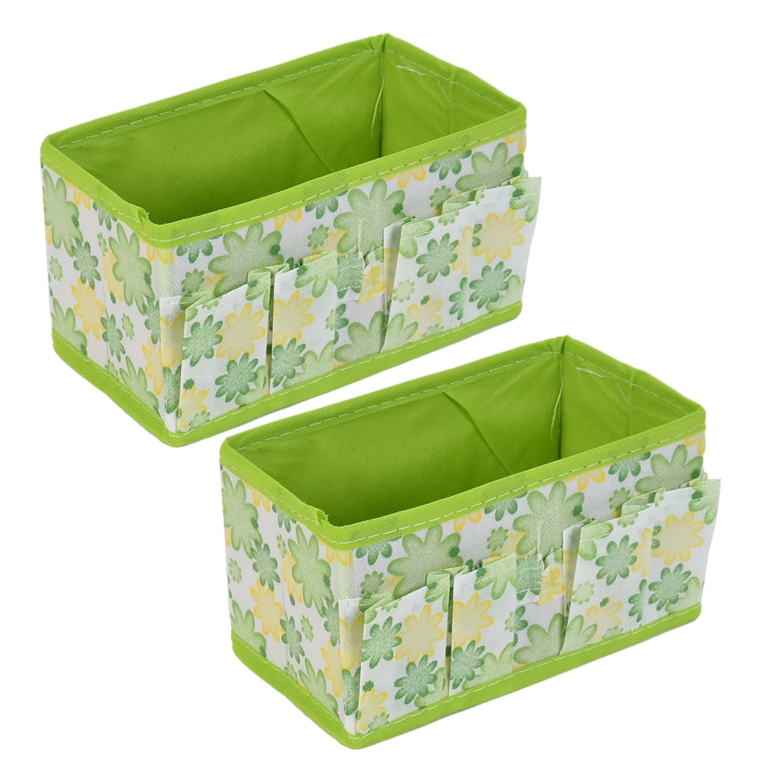 Utensilo Storage Box Fabric M White Top in Beige with Green Flowers