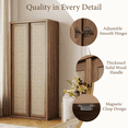 thumbnail image 5 of Brafabhome 67" Tall Rattan Storage Cabinet with 2 Doors, Wooden Pantry Cabinets with 4 Adjustable Shelves & Solid Wood Handle for Home, Kitchen | Nature, 5 of 11