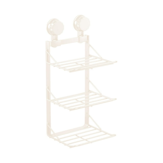 Multi-Layer Kitchen Suction Cup Wall-Mounted Shelf for Food Prep, Stainless Steel No-Hole Storage Rack with Non-Slip Design - Space-Saving Vegetable Utensil Organizer