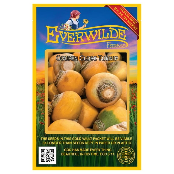 Everwilde Farms - 100 Golden Globe Turnip Seeds - Gold Vault Jumbo Bulk Seed Packet