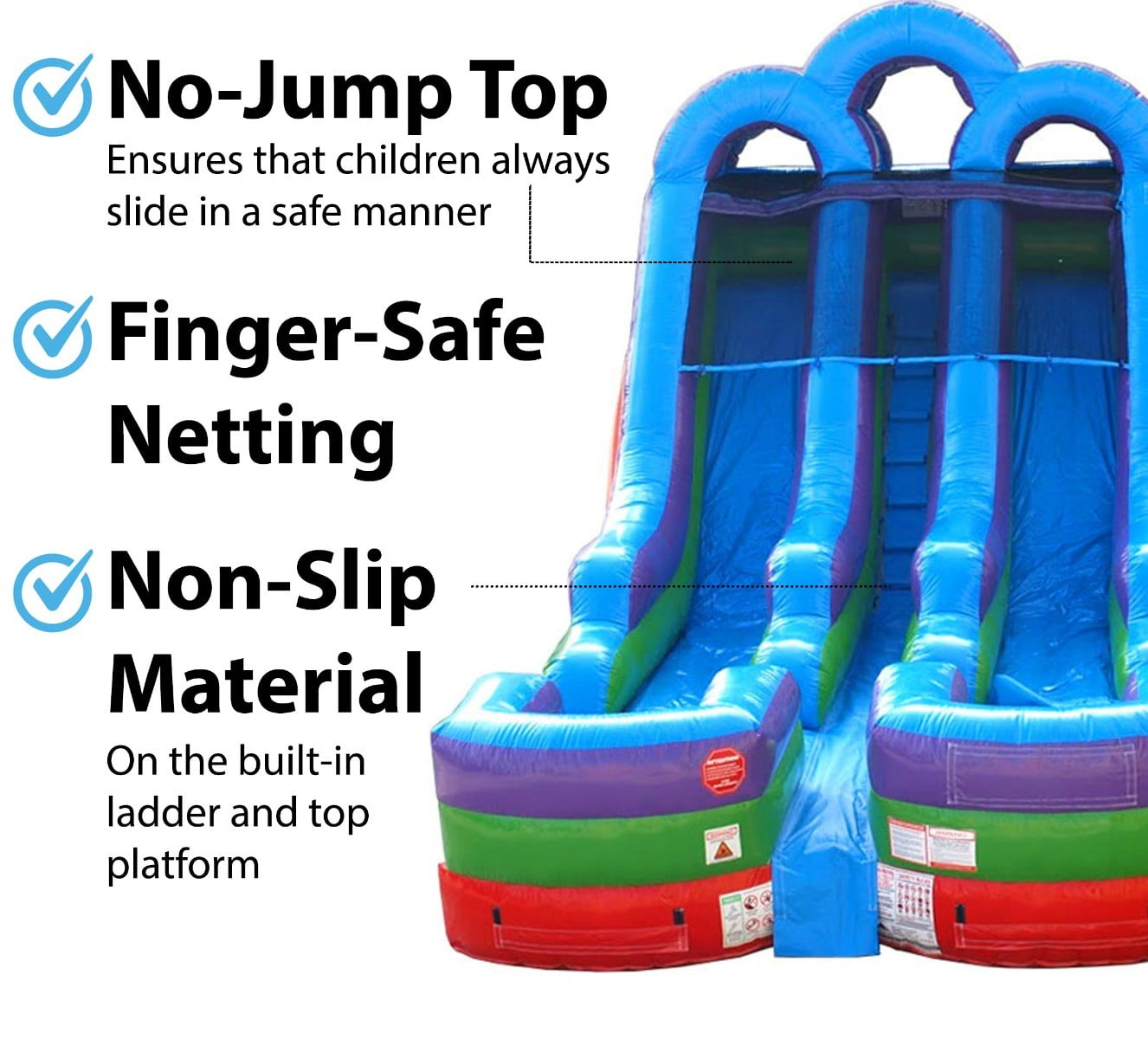 TentandTable Commercial Inflatable Water Slide, Rainbow Dual Lane with Blower, 15 ft