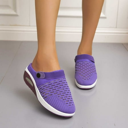

Bescita Women Slippers Shoes Low-top Casual Fly-knit Socks Lightweight Lazy Walking Shoes Flying Woven