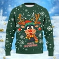 thumbnail image 5 of Unisex Ugly Christmas Sweater for Men Women Xmas Holiday Party Funny Print Knit Pullover,Dark Green,M, 5 of 5