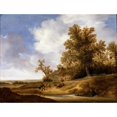 thumbnail image 2 of Jakob Van Moscher 14x12 Black Ornate Wood Framed Double Matted Museum Art Print Titled: A Road Near Cottages, 2 of 5
