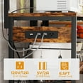 thumbnail image 4 of iSunirm Bakers Rack with Power Outlet and LED Light, Microwave Oven Stand Kitchen Storage Shelf with Wire Basket, Coffee Bar Station Island Table with 10 Hooks, for Pots, Spices, Pans, Rustic Brown, 4 of 8