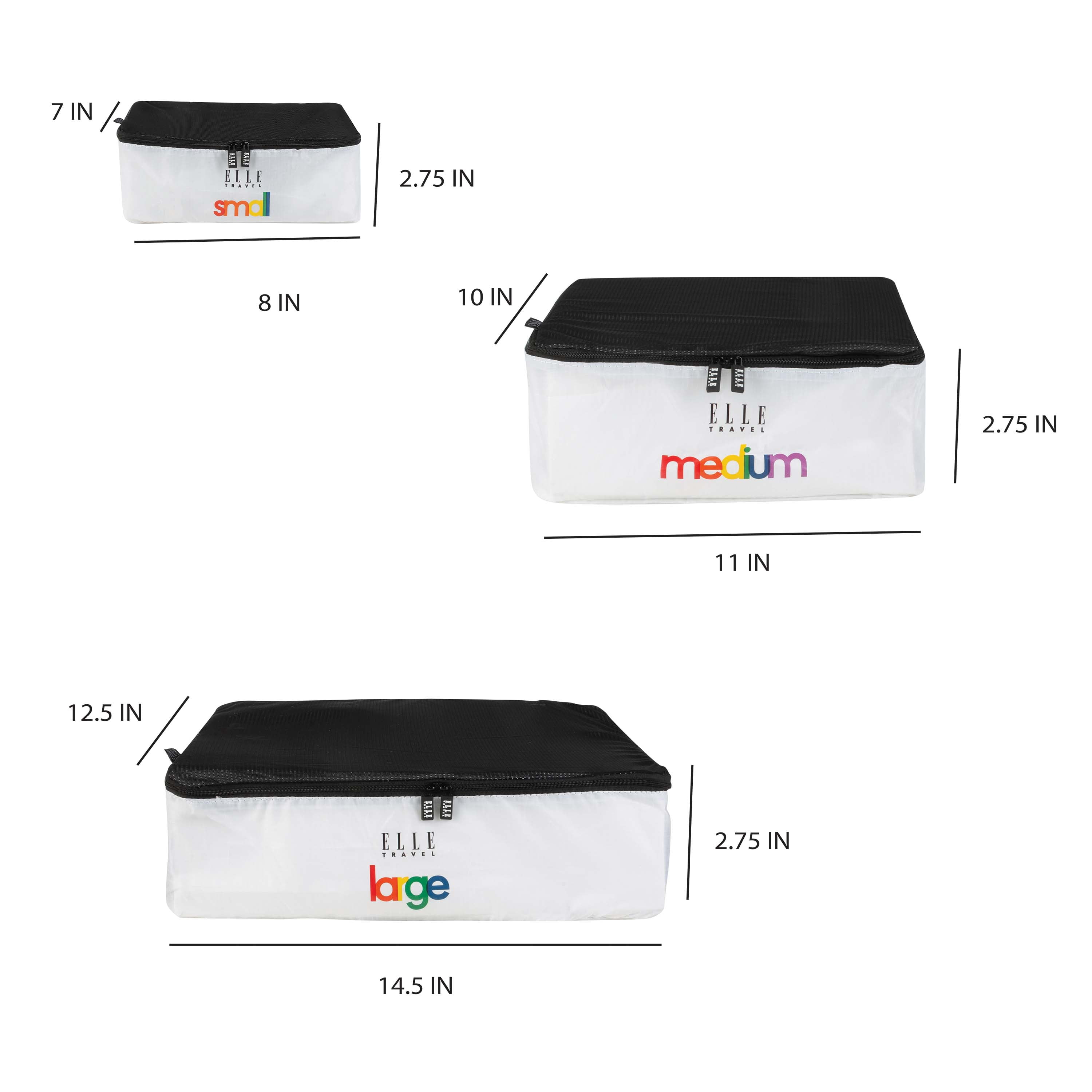 ELLE Paris 3 Piece EPI Leather Packing Cube Set in White