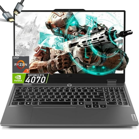 Lenovo LOQ 15.6 Gaming Laptop RTX 4070 - AMD Ryzen 7 7435HS Beat i7-12650H - 32GB DDR5 RAM -2TB PCIe SSD -Backlit Keyboard - FHD Display G-SYNC - Windows 11 - Computadora Gamer PC - 2024 - HDMI Cable