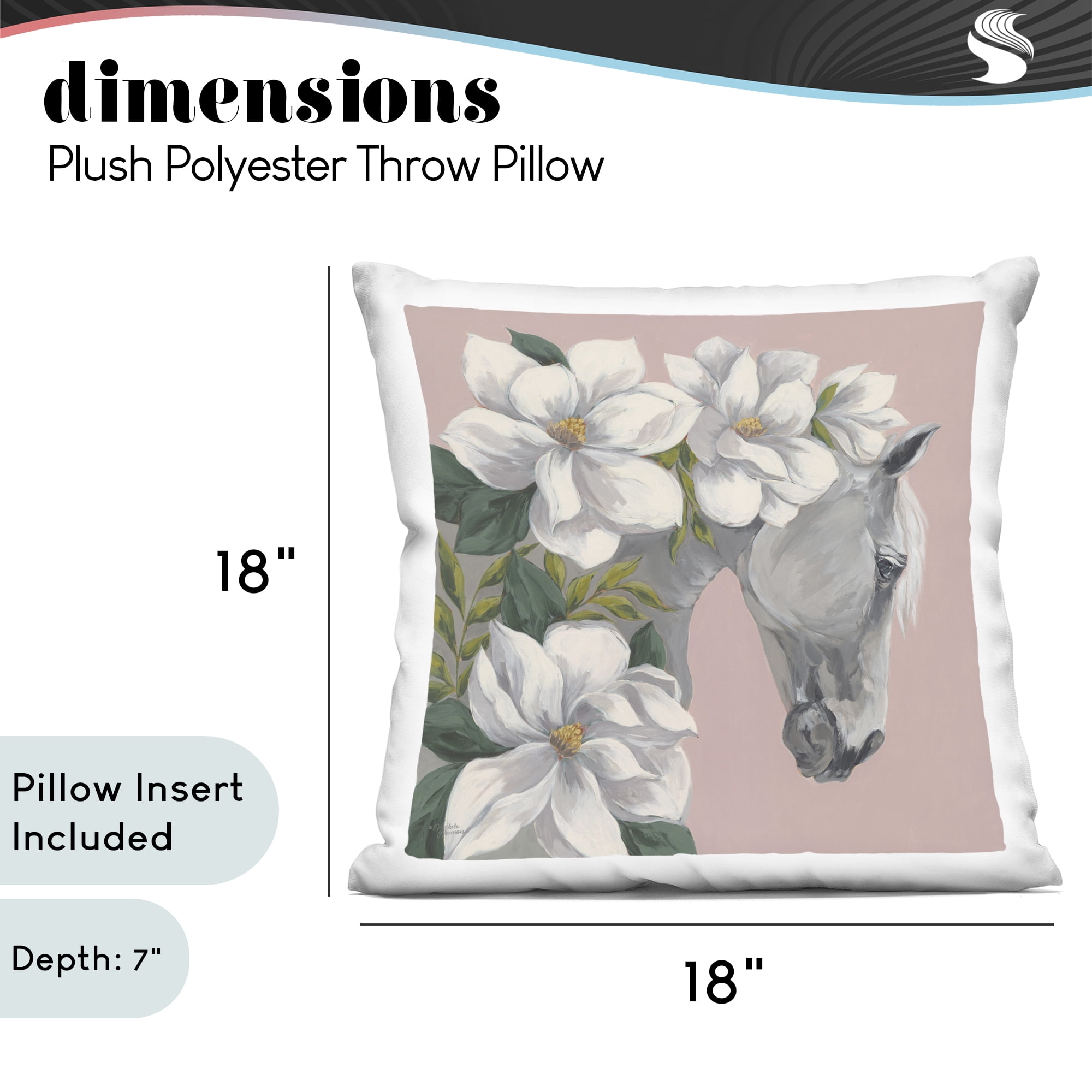Stupell Industries Sweet Maggie Floral Horse Decorative Printed Throw Pillow, design by Michele Norman
