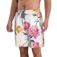 thumbnail image 2 of KLL Colorful Flowers Men's Casual Summer Beach Shorts Hawaiian Shorts with Pockets-Medium, 2 of 5