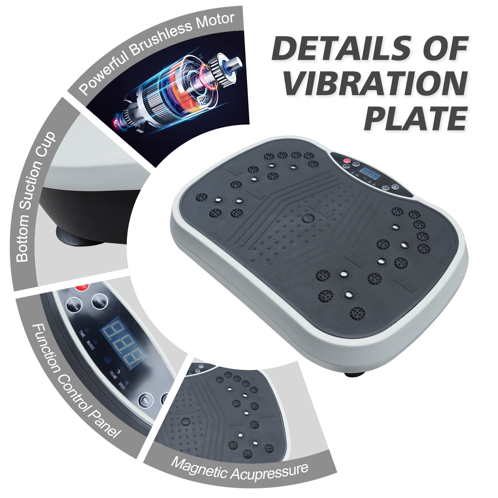 Vibration Plate Vibration Plate Exercise Machine - Whole Body Workout Vibration Fitness Platform, Home Training Equipment for Weight Loss & Toning Grey,Whole Body Vibration Plate