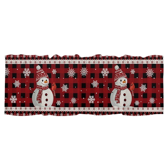 Merry Christmas Kitchen Valances for Windows Xmas Trees Snowflakes Valance Curtains for Kitchen /Living Room/Bedroom/ Bathroom Decor, 54"x18 "