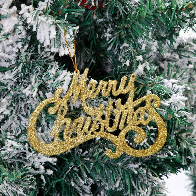 Adorno de árbol de Navidad feliz 15cm | Decoración colgante de tarjeta con letras brillantes • Etiqueta de madera brillante festiva • Puerta, corona y acento de mesa navideños