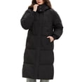 thumbnail image 3 of Long Puffer Jacket for Women, Thickened Winter Coat Hooded with Deep Pockets, Ladies Warm Winter Jacket Classic Black XL, 3 of 8