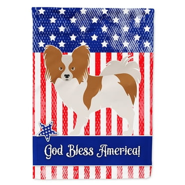Carolines Treasures BB8391CHF Papillon American Flag Canvas House Size  Large multicolor