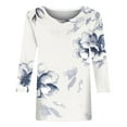 thumbnail image 5 of Aloohaidyvio 3/4 Sleeve Shirts for Women,Womens Round Neck Boho 3/4 Sleeve Tops Basic Floral T-Shirts Loose Cute Tunic Tee Blouses Fit Pullover, 5 of 5