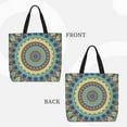 thumbnail image 3 of Naloa Round Mandala1 Tote Bag for Women, Foldable Tote Bag With Zipper, Large Shoulder Bag, Top Handle Handbag for Travel, Work, Shopping, 3 of 9