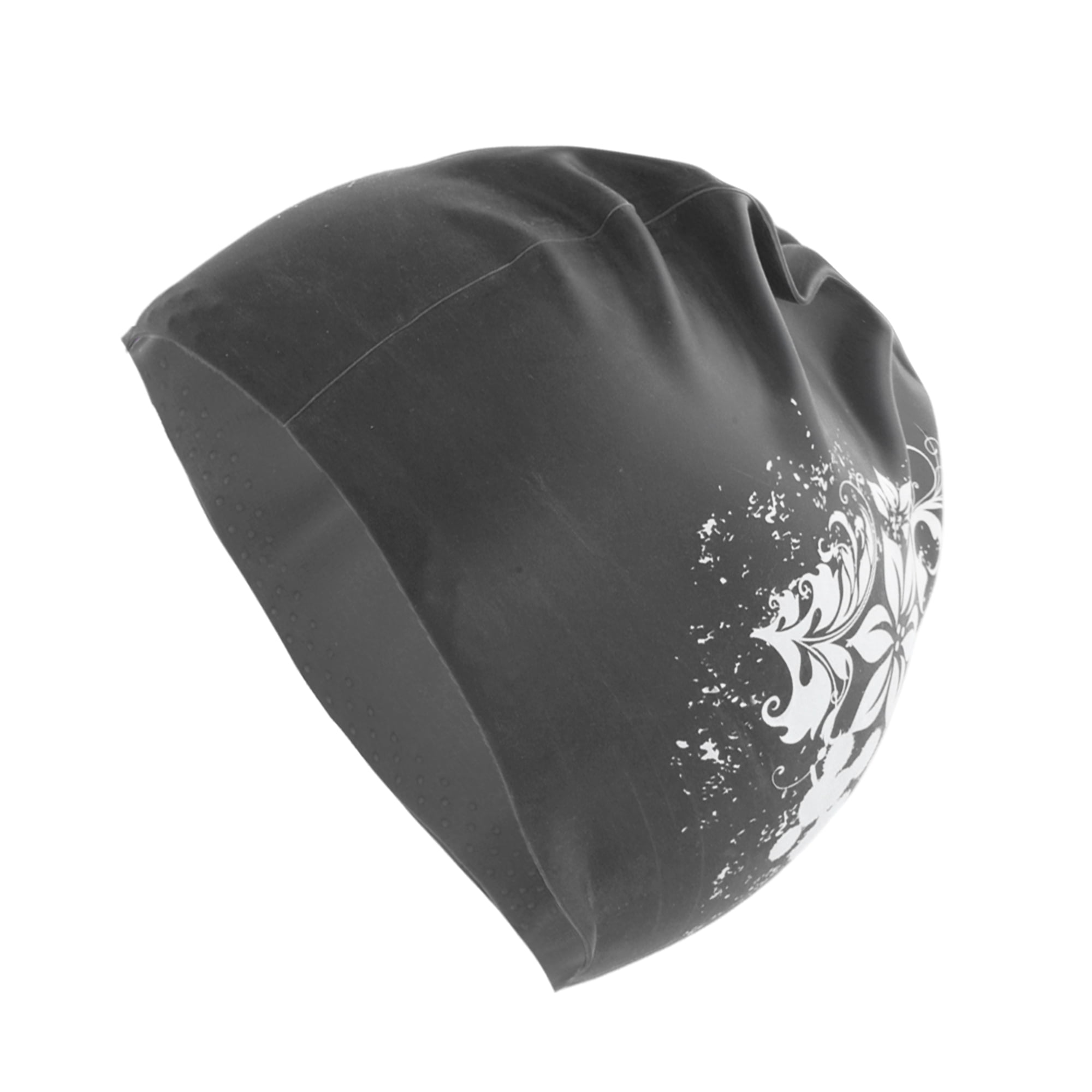 Unique Bargains Floral Pattern Swim Cap 1Pc Black