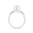 thumbnail image 2 of Angara Freshwater Cultured Pearl Ring with Rubies in 14K White Gold for Women | June Birthstone Jewelry for Her, 2 of 8
