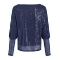 thumbnail image 7 of felwors Women's Long Sleeve Sequin Tops Dressy Sparkle Glitter Crewneck Blouse Sexy Cocktail Party Shirts Y2k Clubwear Blue, S, 7 of 7