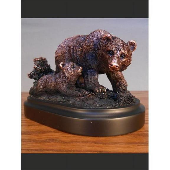 Marian Imports F13030 5.5 x 3.5 in.Treasure of Nature Howling Bronze Bear & Fish Statue