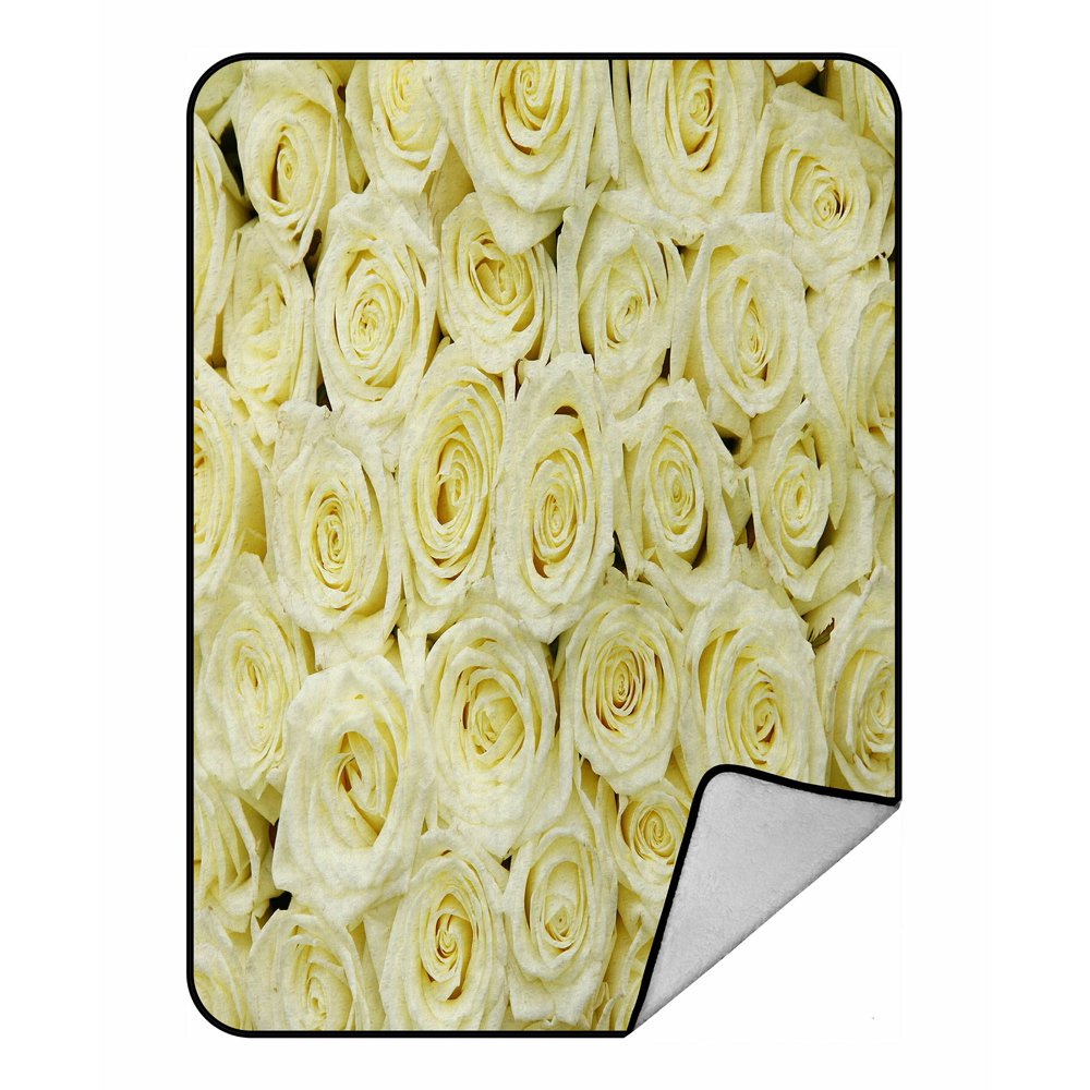 ABPHQTO Huge Bouquet White Roses Fleece Blanket Fleece Back Throw