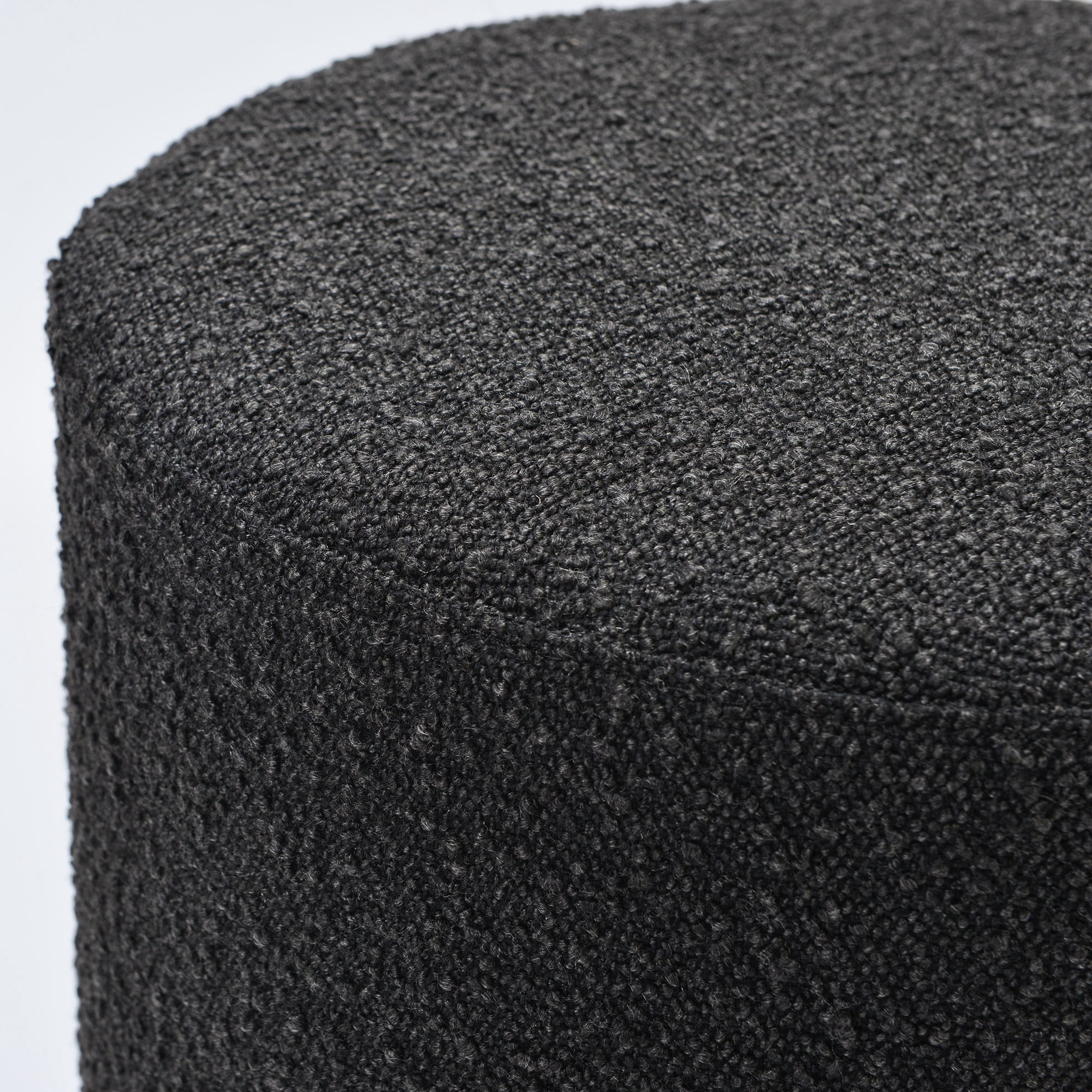 Modern Round Boucle Upholstered Ottoman with Soft Padded Seat, Multi-Functional Sofa Footrest, Side Table, Extra Seating for Living Room, Bedroom, Entryway (Black, 18" D x 18" W x 18.3" H)