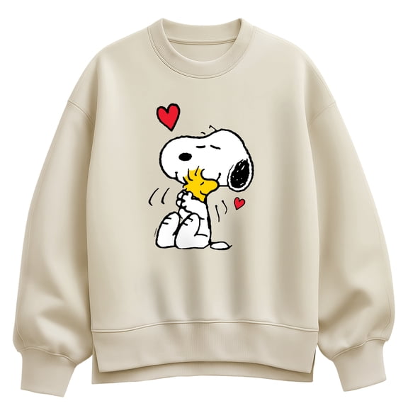 Peanuts - Snoopy Woodstock Heart - Women's Oversized Fleece Crew Sweatshirt