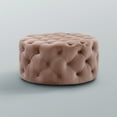 thumbnail image 4 of Inspired Home Tracy Velvet Cocktail Ottoman Allover Tufted Round Castered Legs Contemporary, Blush, 4 of 7