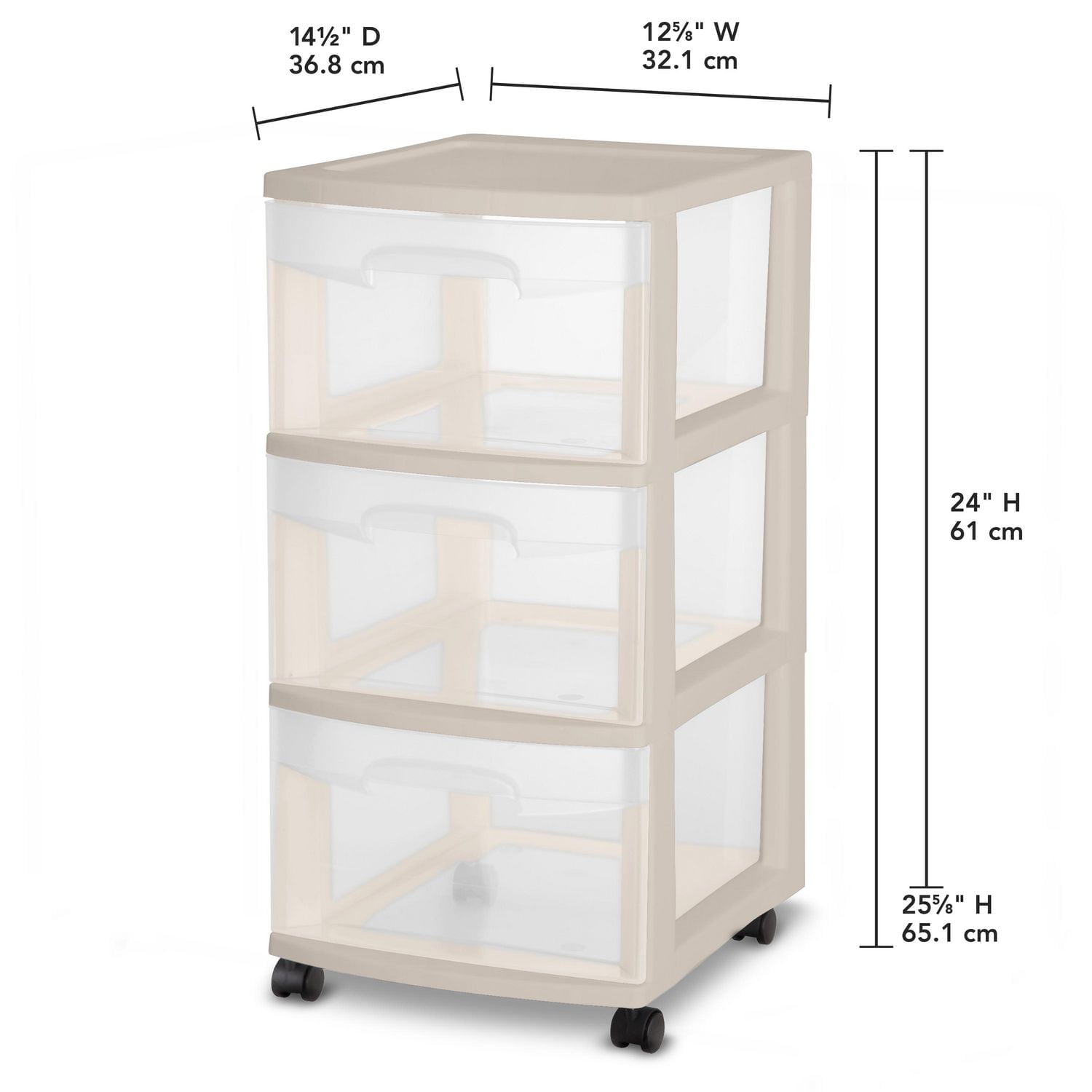 Sterilite 3 Drawer Cart - Bronze