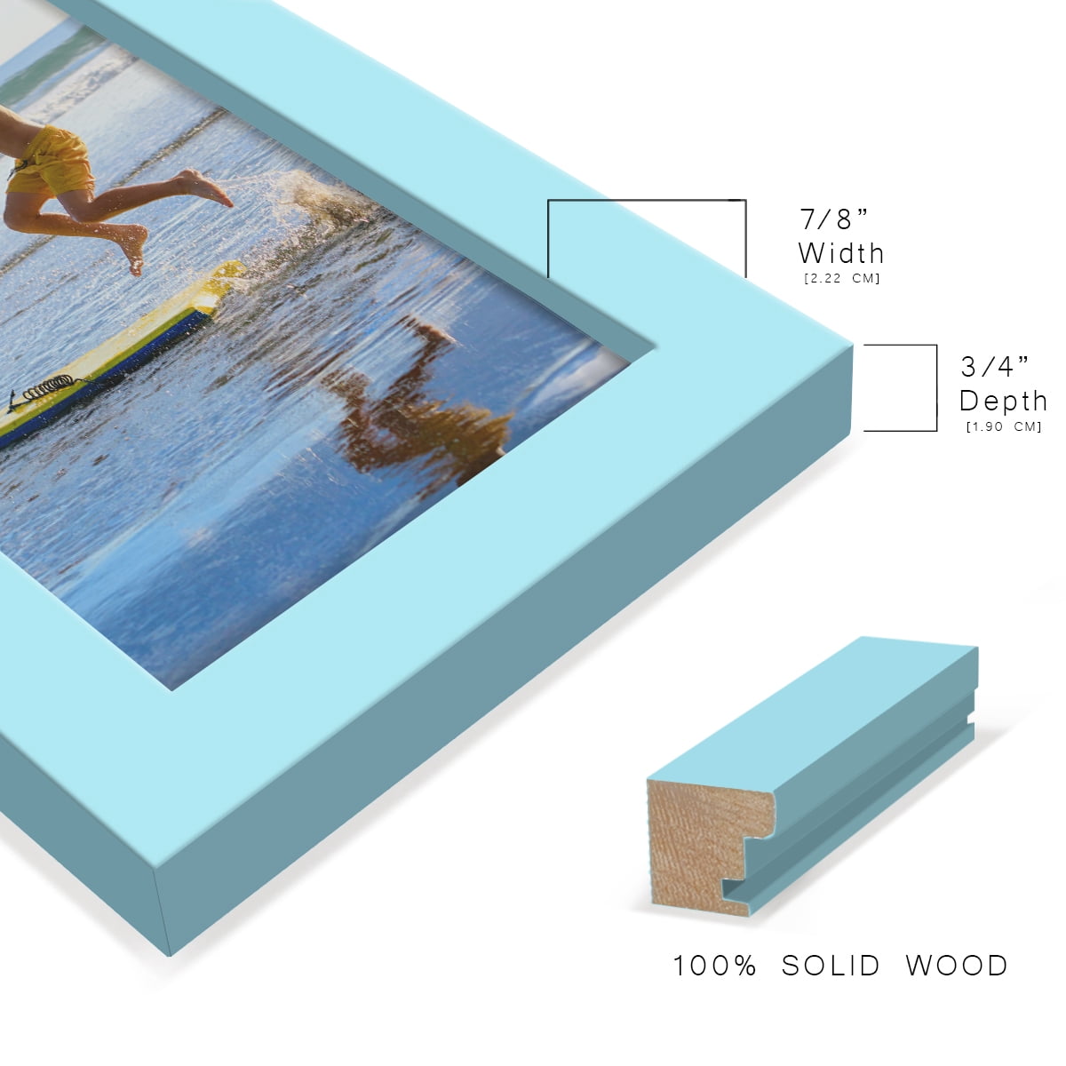 Modern Real Wood 4x6 inch Picture Frame in Blue