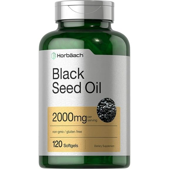 Black Seed Oil 2000mg | 120 Cold Pressed Softgels | Non-GMO and Gluten Free | by Horbaach