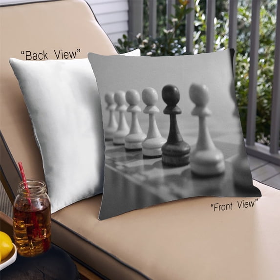 Ahgly Company Games Chess Outdoor Throw Pillow, 18 inch by 18 inch