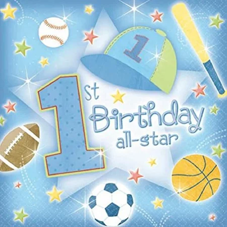BEST- 1St Birthday All Star Boy Sports First Birthday Party Paper Beverage Napkins