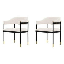 Manhattan Comfort Lia Dining Armchair with Metal Frame in Cream - Set of 2