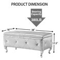 thumbnail image 2 of Storage Ottoman Bench, Faux Leather Upholstered Entryway Bench with Crystal Buttons and Silver Metal Legs, Large Storage Bench for End of Bed, Living Room, Bedroom, Entryway, Silver, 2 of 8