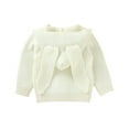 thumbnail image 2 of Toddler Baby Girls Long Sleeve Knitted Cardigan Button Down Solid Color Rabbit Ear Hooded Coat Tops, 2 of 6