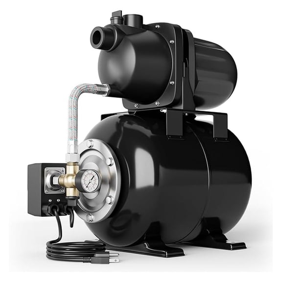 1.6 Shallow Well Pump with Pressure , 1000 GPH 164 FT Irrigation Jet Pump, Water Transfer Pump, Automatic Water Booster System for Home, Garden, Farm, Lawn, Blue/Black (Black)