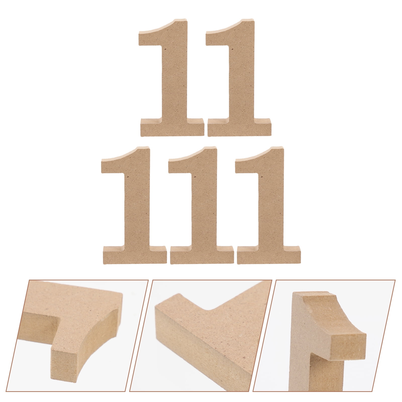 5pcs Wear-resistant Party Decors Wooden Number 1 Sign Paper Mache Numbers 