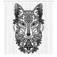 thumbnail image 3 of Ambesonne Fox Shower Curtain, Ornamental Fox Face Curves, 69"Wx84"L, Grey Black White, 3 of 3