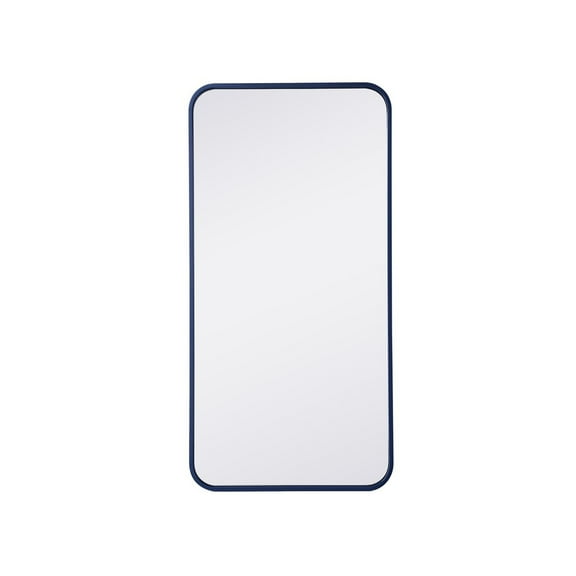 Elegant Lighting MR801836BL 18 x 36 in. Soft Corner Metal Rectangular Mirror, Blue