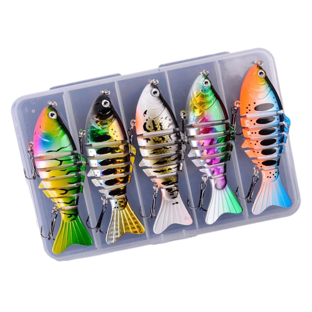 Youthyao 5pcs Swimming Lures Multi Jointed Swimbait with Treble Hook 10cm Fishing Lure Artificial Hard Baits for Trout