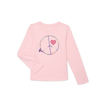 Wonder Nation Girls Embellished Tee with Long Sleeves, Sizes 4-18 & Plus
