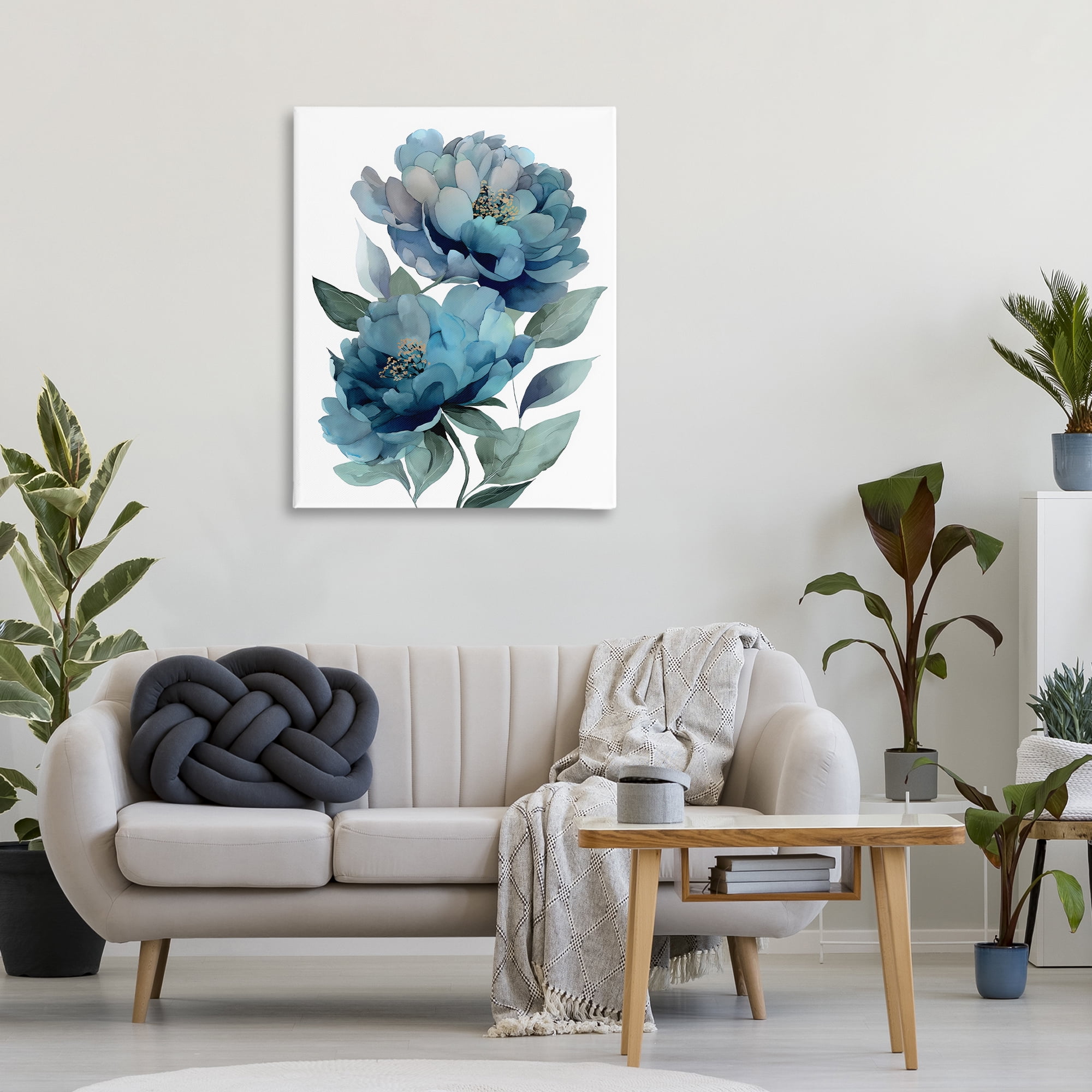 Stupell Industries Two Blue Flowers Serene Peonies Canvas Wall Art, design by Franklyn Gregory