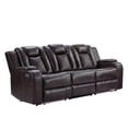 thumbnail image 5 of EBELLO Dual Motor Power Reclining Sofa, PU Leather Couch with Wireless Charging, Reading Lights, Cup Holders, Adjustable Headrest, Storage, USB Ports and LED Strip, Brown, 5 of 9