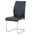 thumbnail image 3 of Gray Faux Leather Dining Chair Set of 4, Chrome Metal Legs Dining Room Kitchen Chair Set, 3 of 5