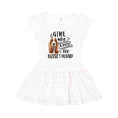 

Inktastic A Girl Who Loves Her Bassett Hound Gift Toddler Girl Dress