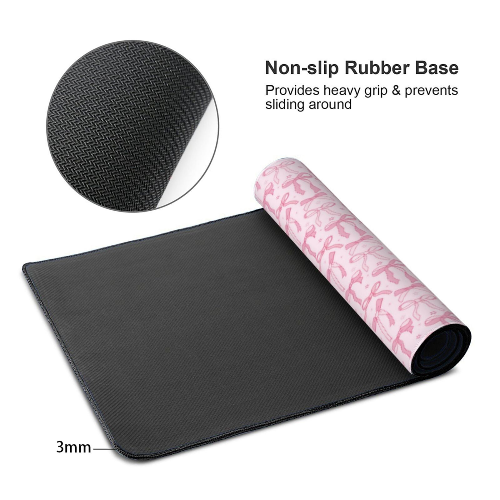 Xecao Ribbon Bow Print Large Mouse Pad, 16x35.5in Mousepad, Professional Non-Slip Rubber Base Big Mouse Pad, Mouse Pad for Gaming & Office Full Desk Mouse Pad