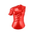 thumbnail image 4 of DuoJiaJ Women's Slim Fit Off Shoulder Leather Top Summer Streetwear Fashion Shirt Women’s Casual Ribbed Knit Tank Tops, 4 of 5