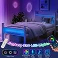 thumbnail image 5 of Chuangshuo Guard Twin Size Bed Frame with LED Storage Headboard Shelf , Metal Platform Bed, Noise-Free, White, 5 of 8
